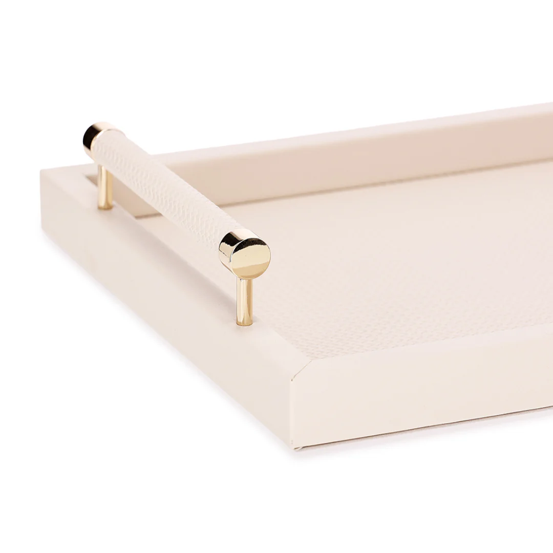 Bandeja em MDF e PU com Alças Bege 41cm P - Image 5