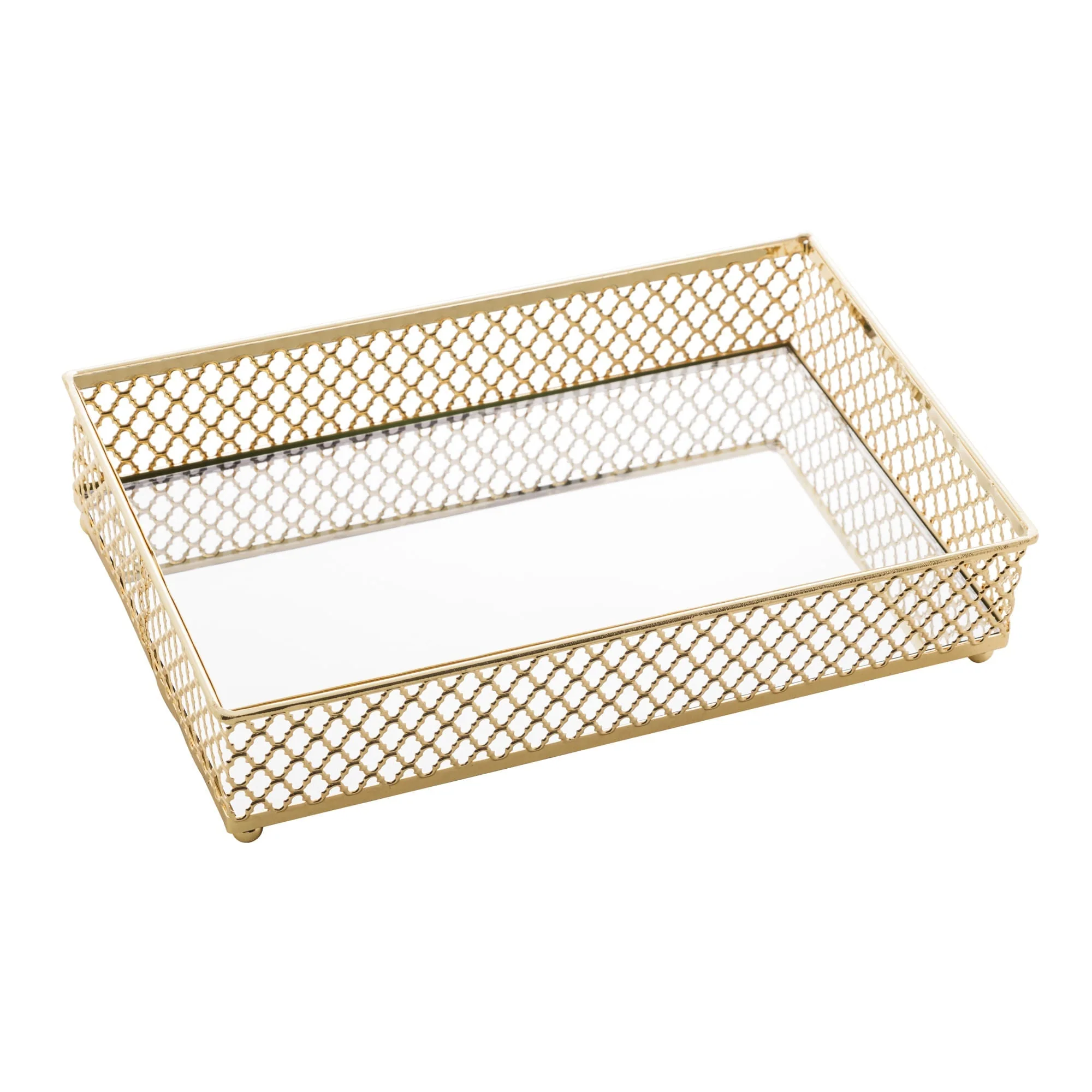 Bandeja em Metal com Espelho Barcelona Dourado 21cm - Image 5