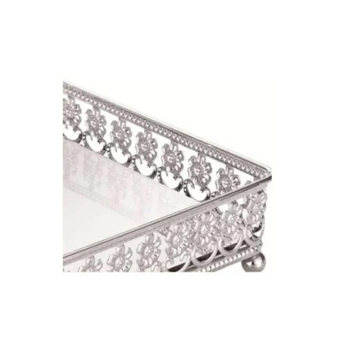 Bandeja em Metal com Espelho Cromada 27cm - Image 2
