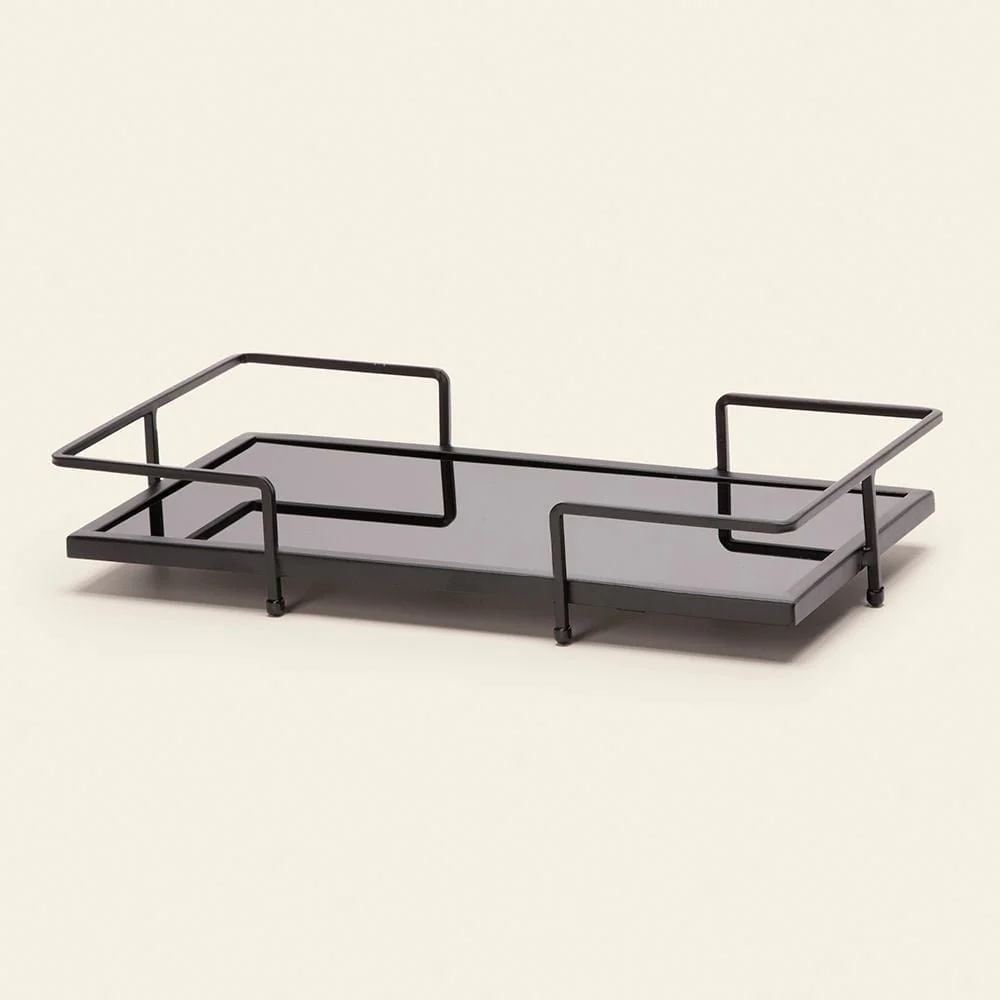 Bandeja em Metal com Vidro Preto 29cm - Image 2