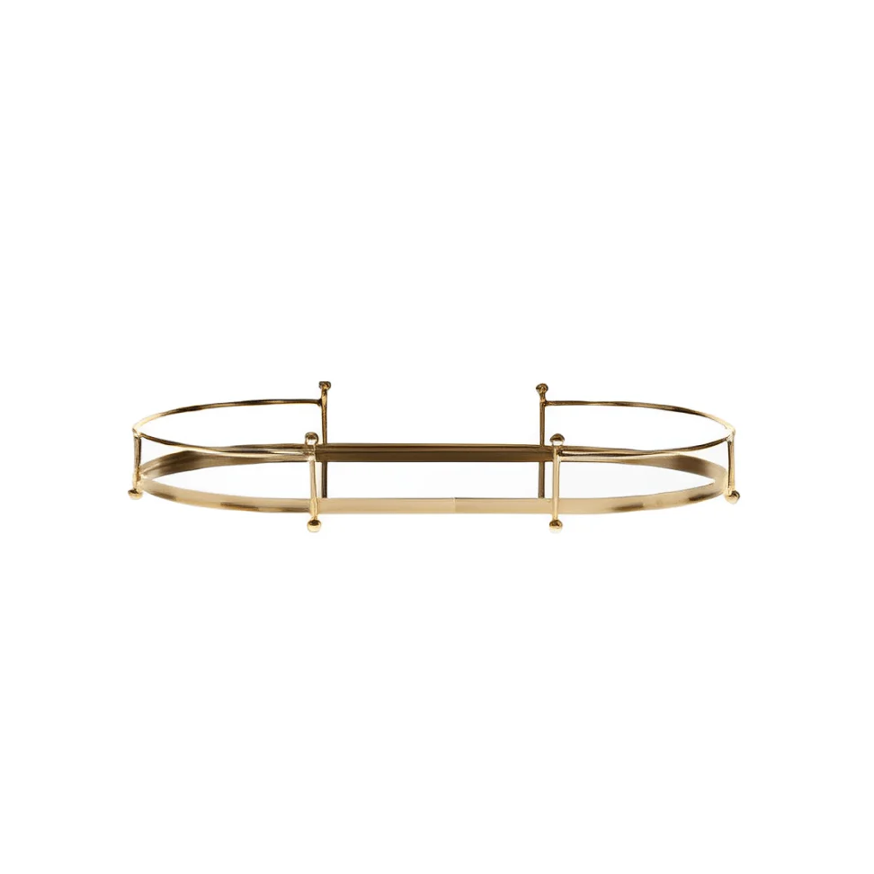 Bandeja em Metal Dourado e Vidro Espelhado 34cm P - Image 3