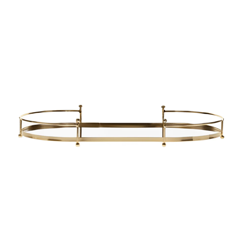 Bandeja em Metal Dourado e Vidro Espelhado 41cm G - Image 2
