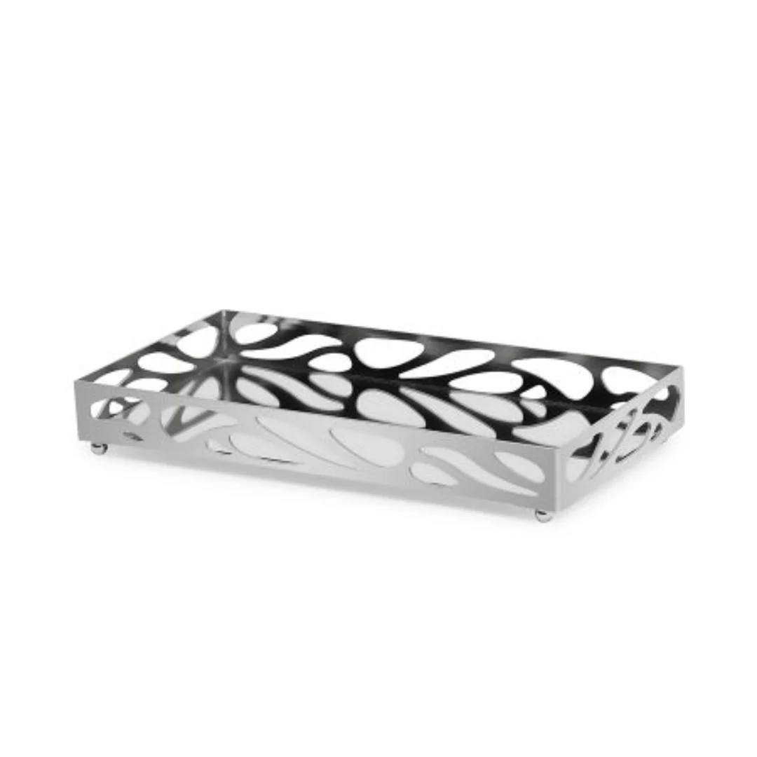 Bandeja em Metal Espelhada Leaf Cromada 24cm - Image 3