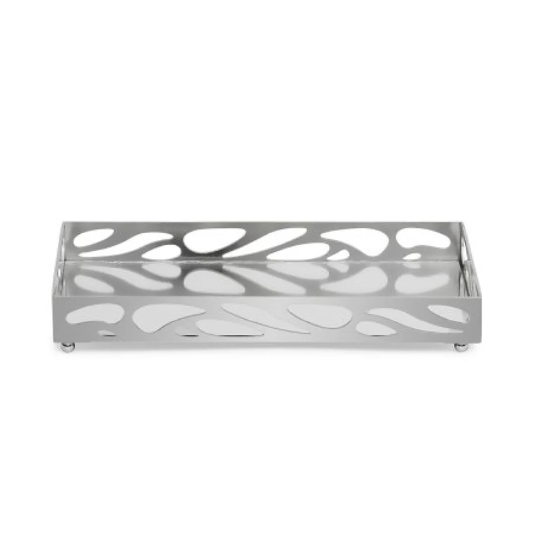 Bandeja em Metal Espelhada Leaf Cromada 24cm - Image 5
