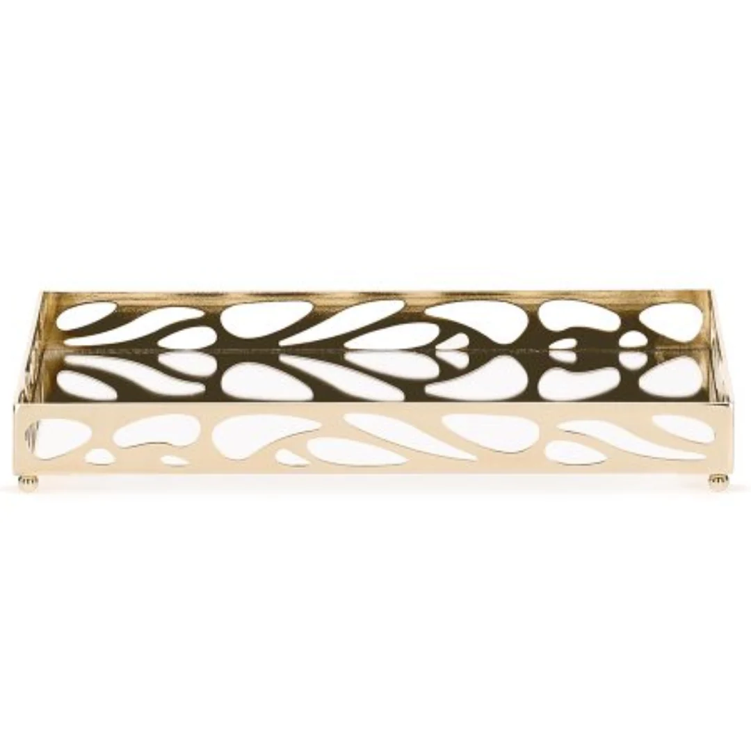 Bandeja em Metal Espelhada Leaf Dourada 27cm - Image 3