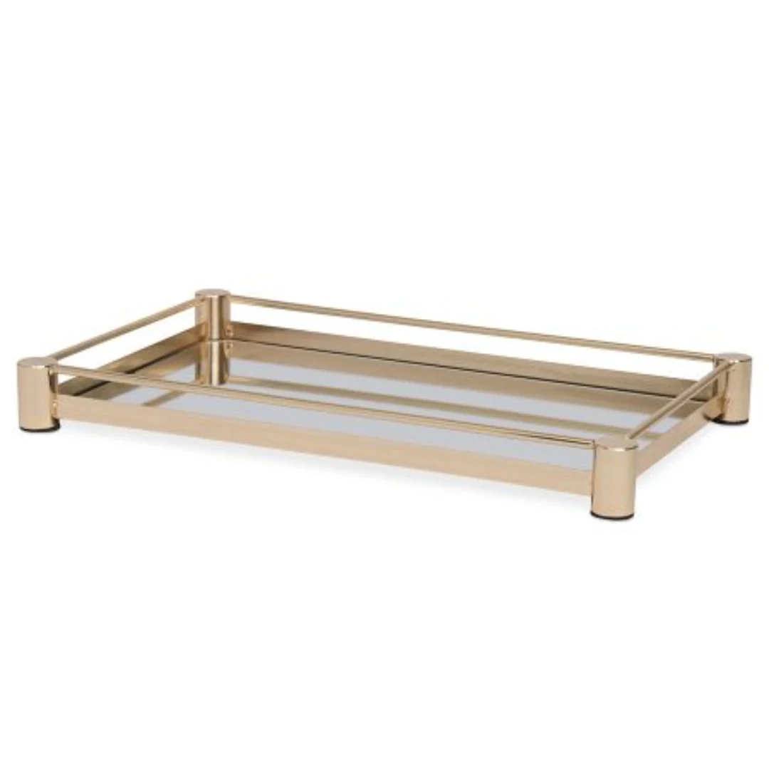 Bandeja Espelhada de Metal Dourada 40cm