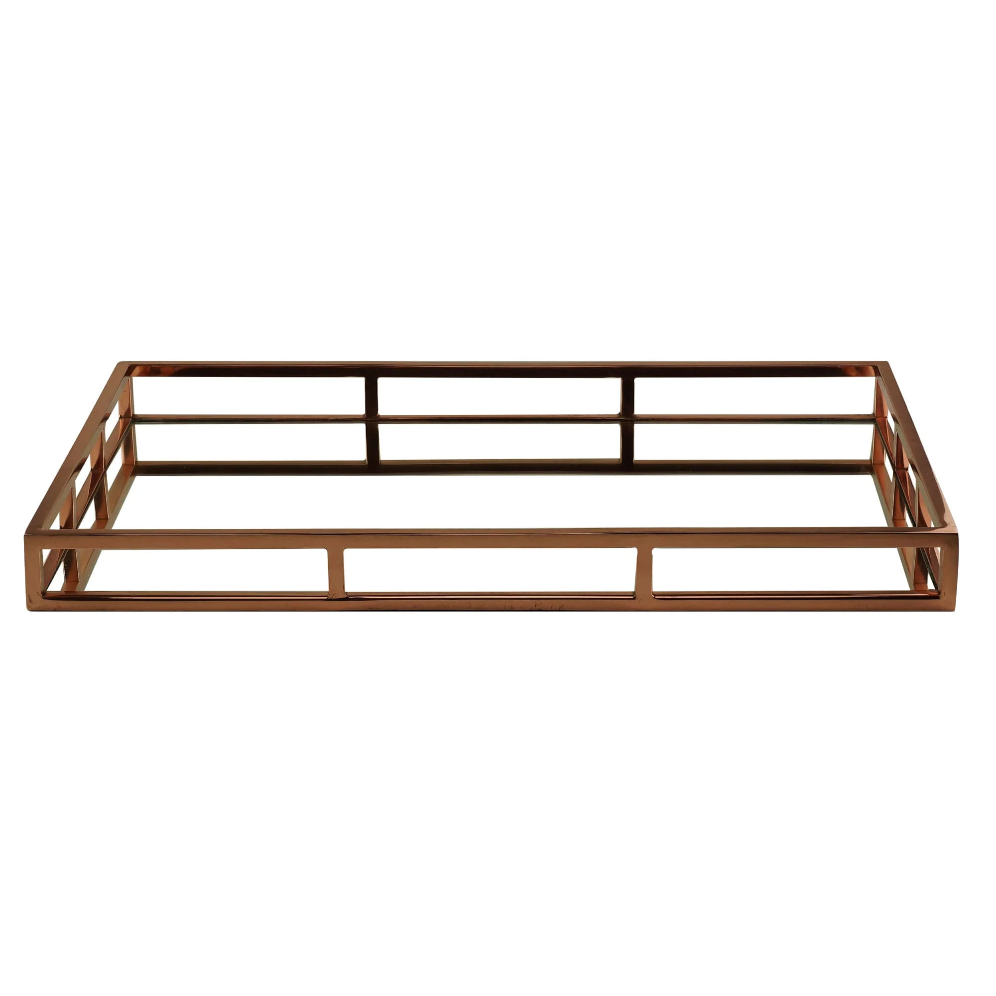 Bandeja Espelhada em Aço Inox Rose Gold 56cm
