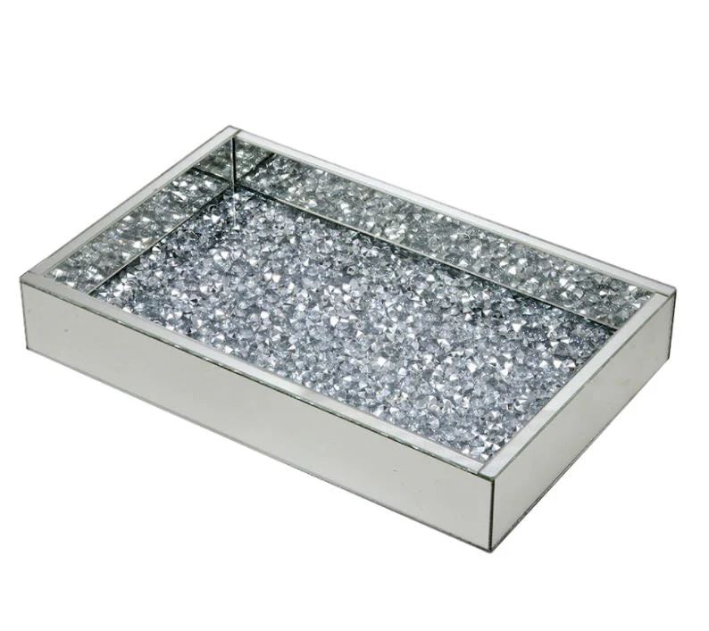 Bandeja Espelhada Retangular Pedraria Cromado 40cm x 25,50cm x 6,50cm - Image 3