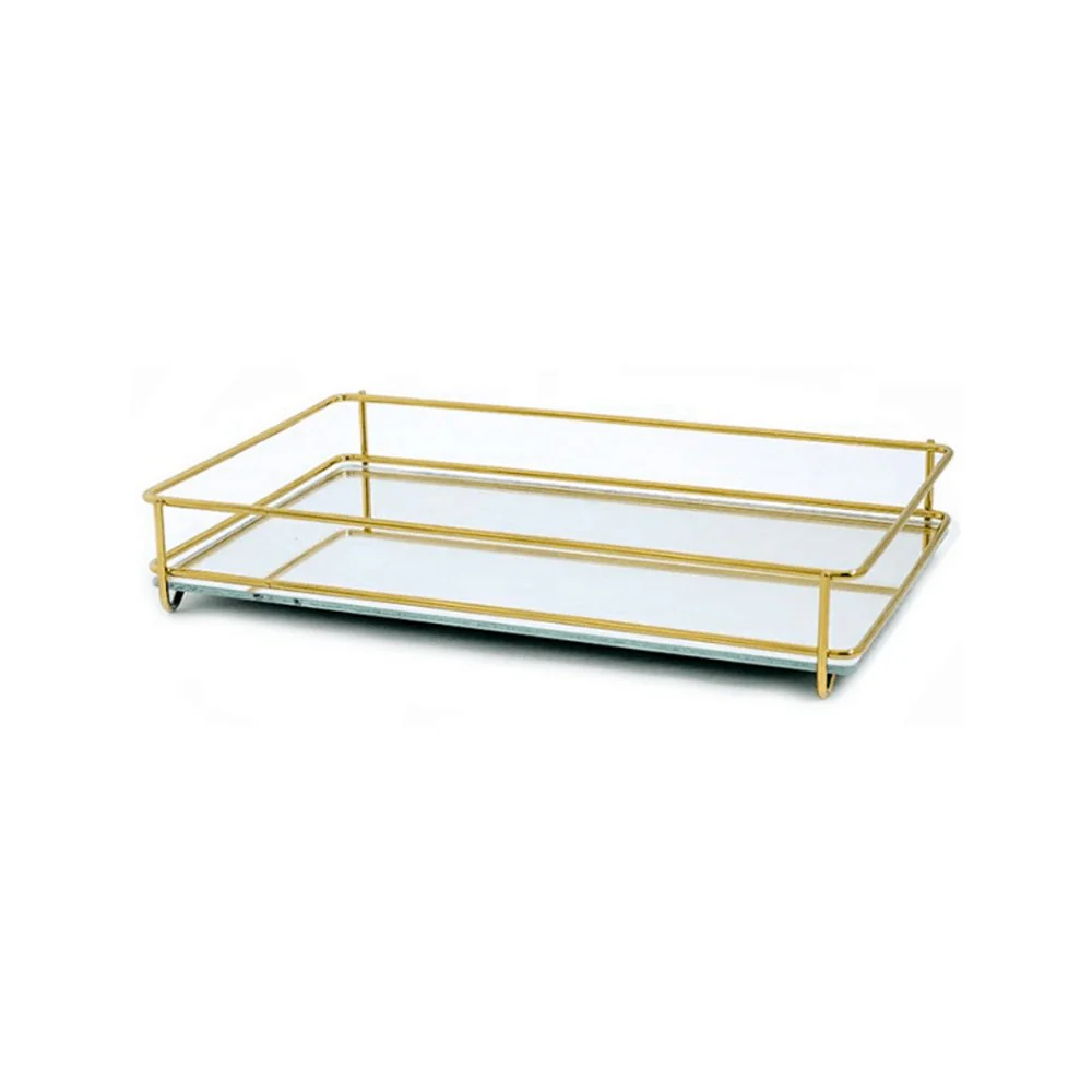 Bandeja Fence Com Espelho Dourado - 10 x 20 cm