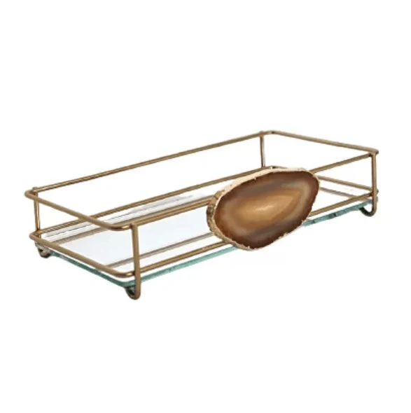 Bandeja Fence Dourada Ágata Âmbar 15cm x 25cm - Image 2