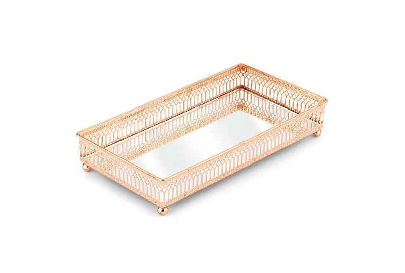 Bandeja Luxo Italiana Retangular Rose Gold P 24cm x 13cm x 4,5cm