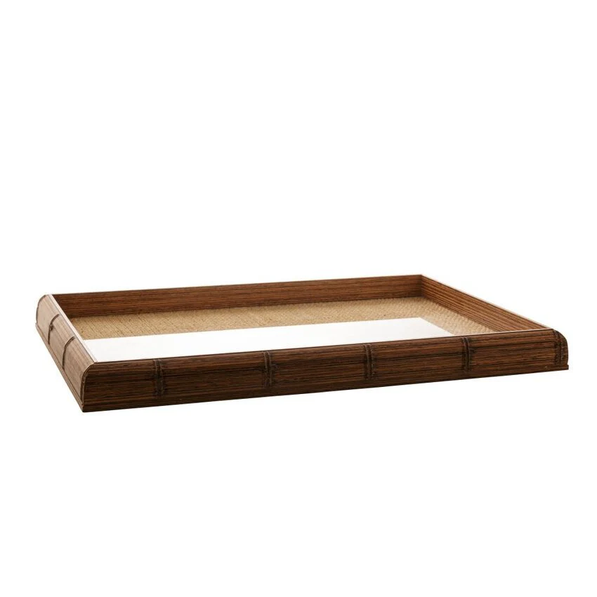 Bandeja Madeira Bambu com Vidro e Sisal Natural 38 x 24 cm - Image 5