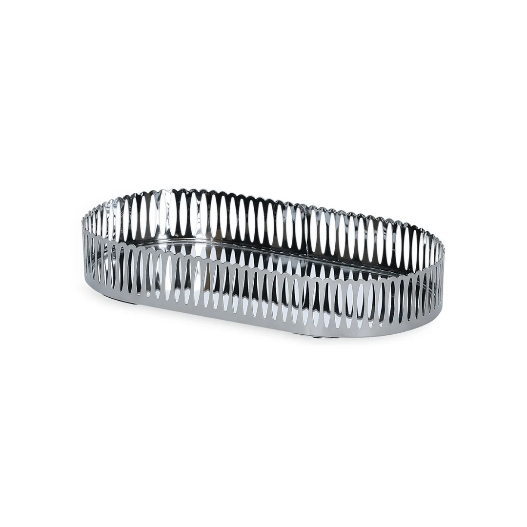 Bandeja Oval de Metal Espelhada Cromada 26cm - Image 3