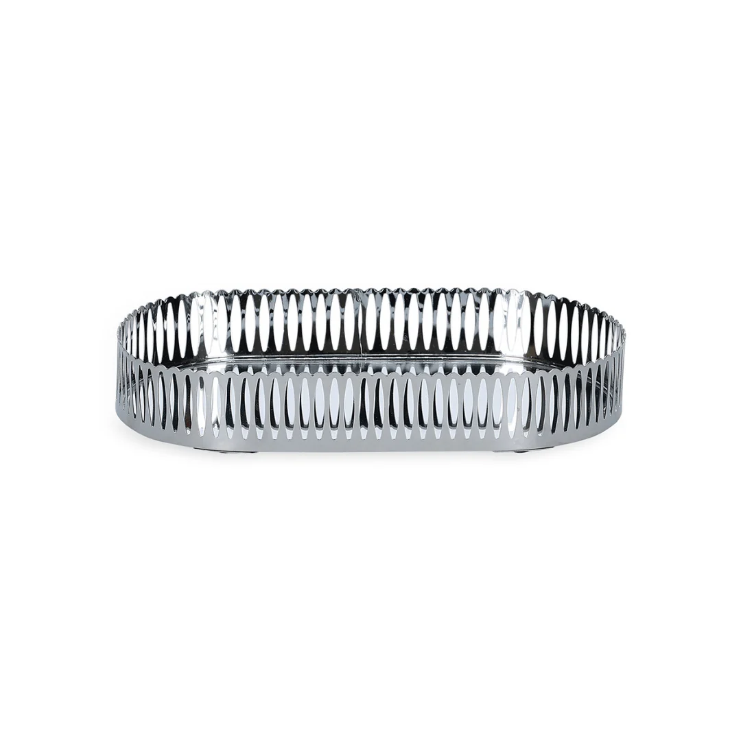 Bandeja Oval de Metal Espelhada Cromada 26cm - Image 5