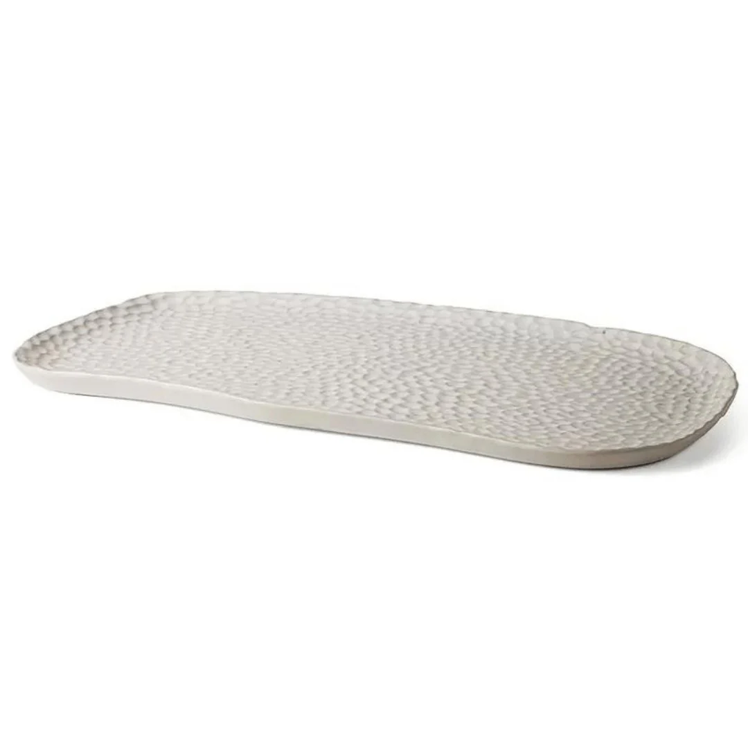 Bandeja Oval em Cerâmica Off White 42cm