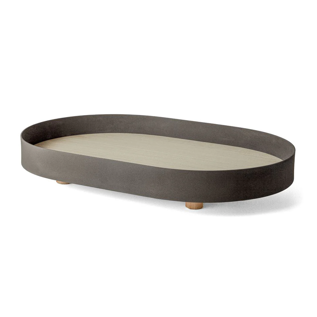 Bandeja Oval em Metal e Madeira 50cm