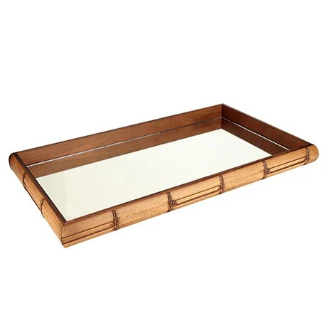 Bandeja Quadrada em Madeira Estilo Bambu Espelhado Marrom 36cm x 4,5cm - Image 2
