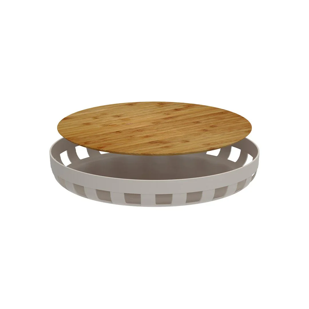 Bandeja Redonda Lume Plástico e Bambu Bege 35cm - Image 4