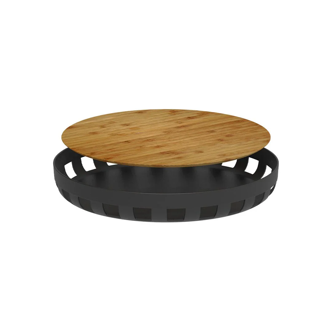 Bandeja Redonda Lume Plástico e Bambu Preta 35cm - Image 5