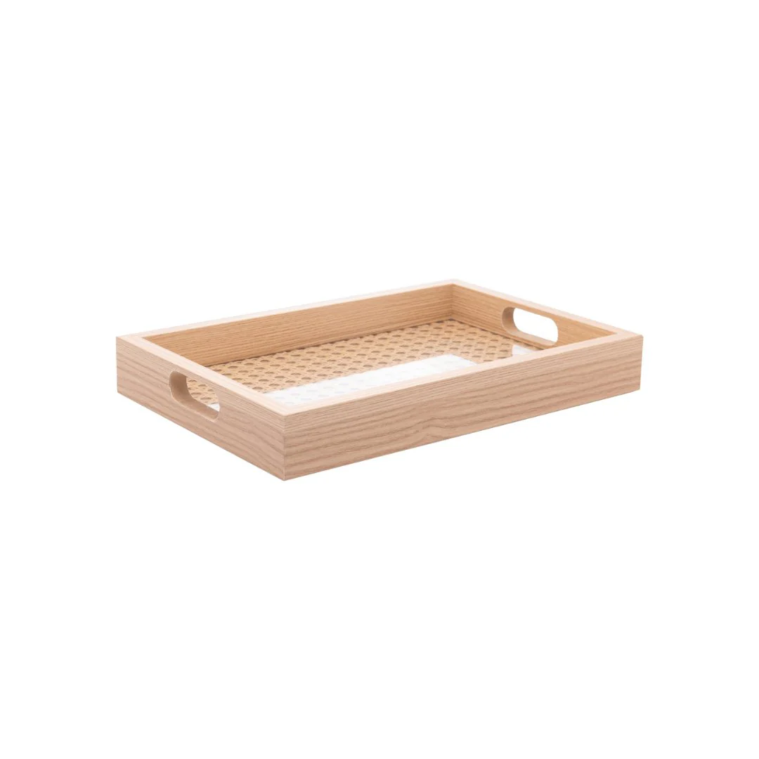 Bandeja Retangular de MDF com Fundo Vidro Trelica 30cm - Image 5