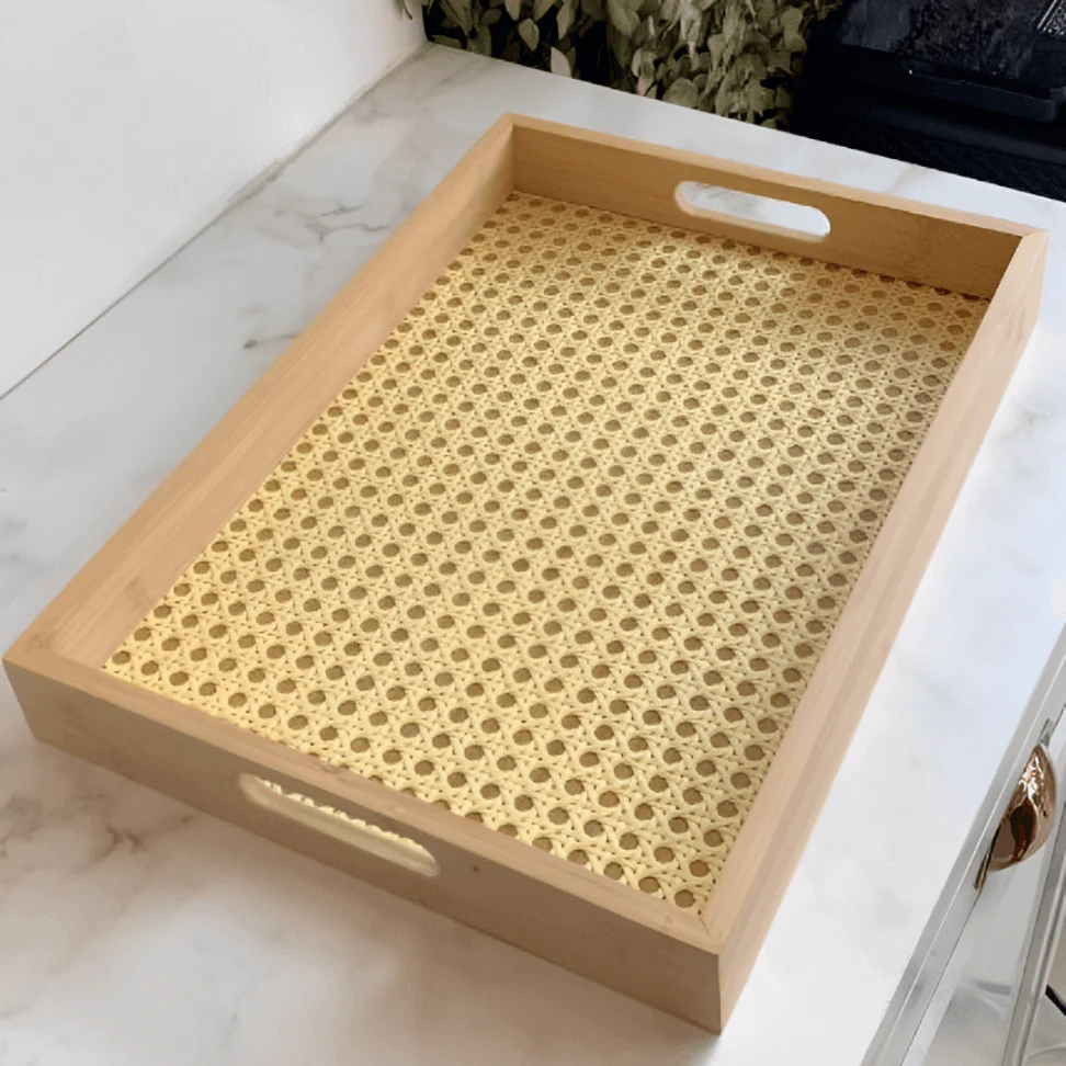 Bandeja Retangular de MDF com Fundo Vidro Trelica 30cm - Image 6