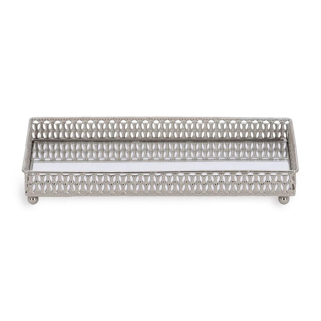 Bandeja Retangular de Metal Espelhada Cromada 24cm - Image 2