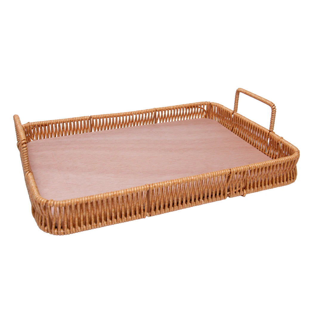 Bandeja Retangular Kali com Alças Marrom 30cm - Image 4