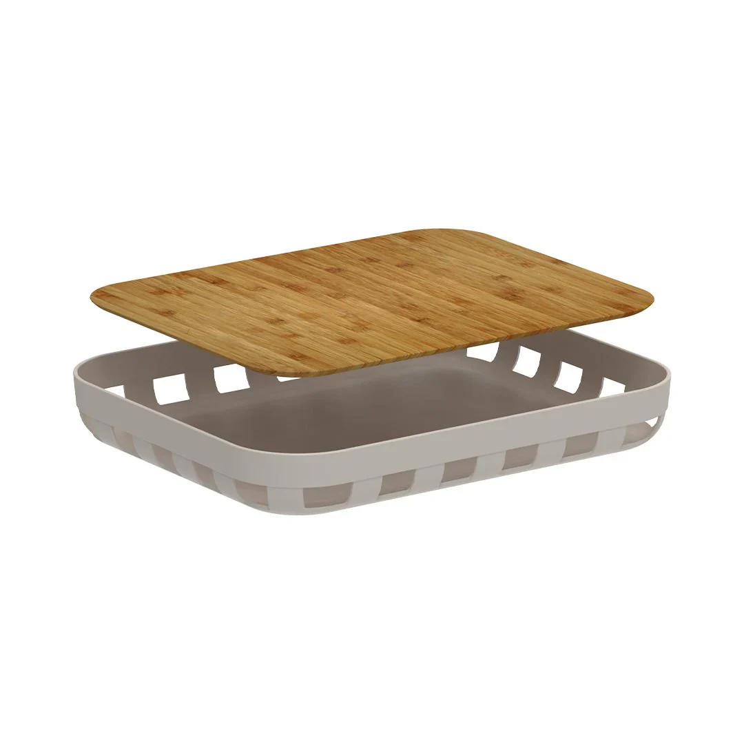 Bandeja Retangular Lume Plástico e Bambu Bege 35,5cm - Image 6
