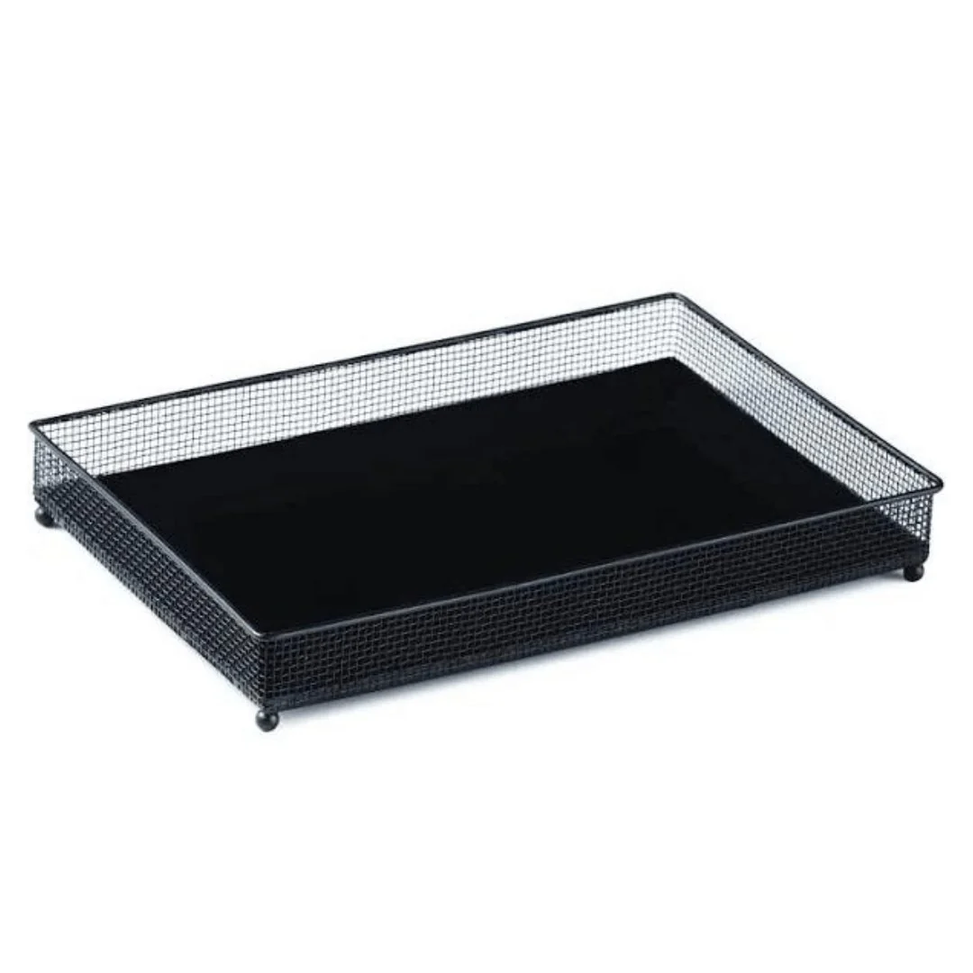 Bandeja Retangular Preta Em Metal Com Espelho Preto 4 x 24 x 12 cm - Image 4