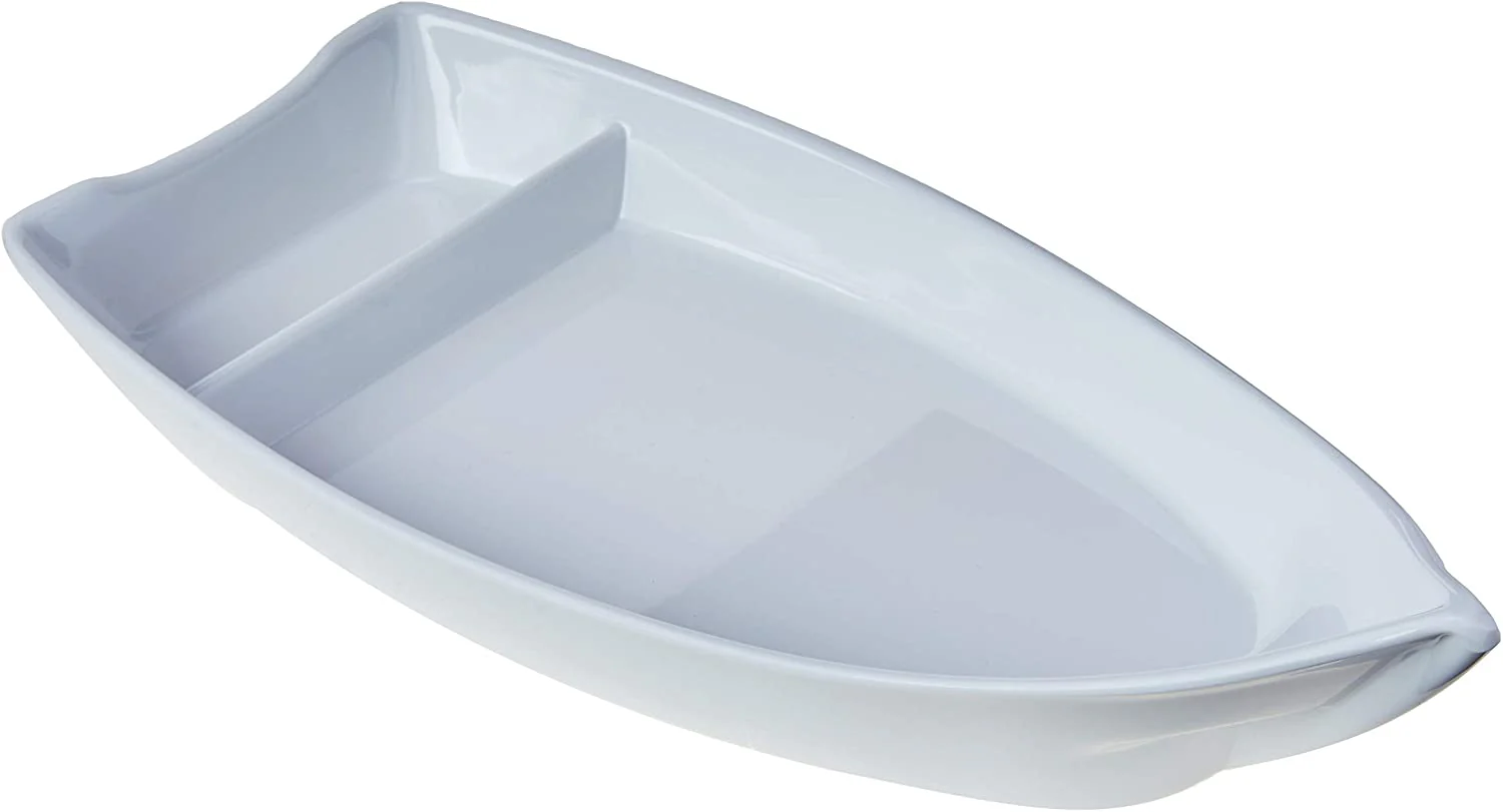 Barco Sushi Grande com Divisão Branco - Image 3
