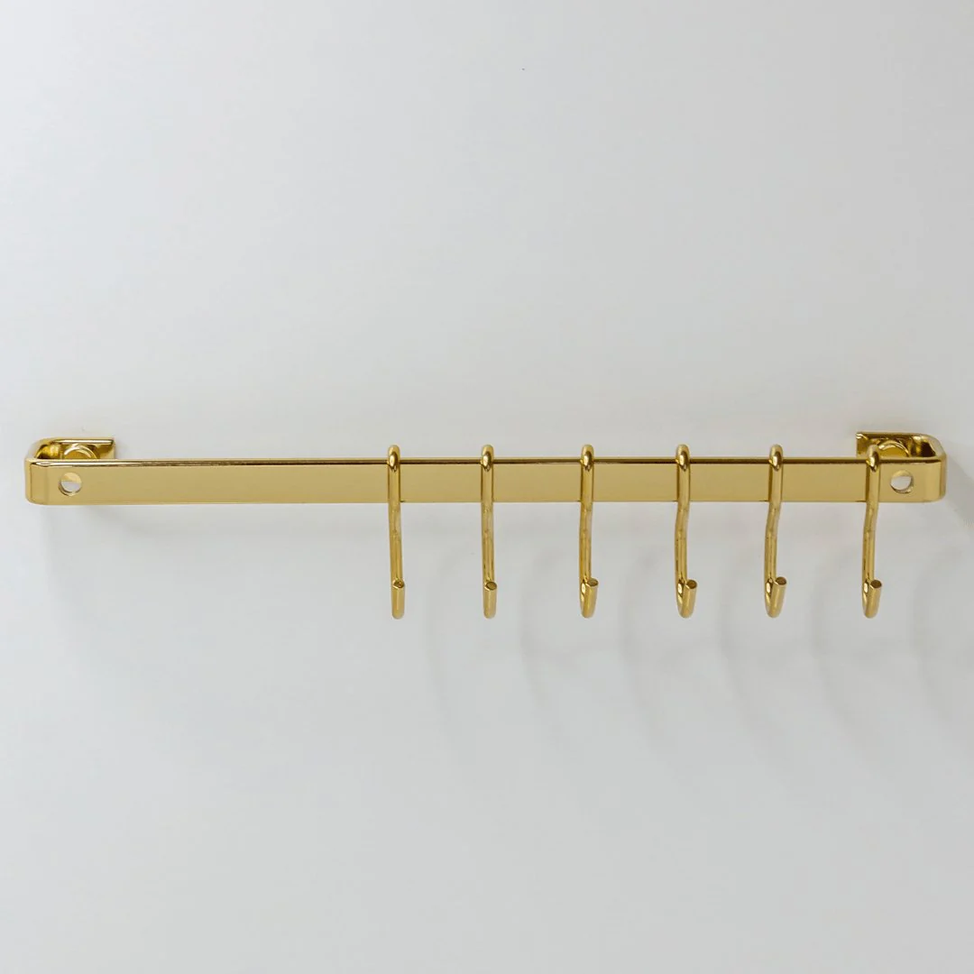Barra De Cozinha 30 Cm Porta Utensílios 6 Ganchos Dourada - Image 2