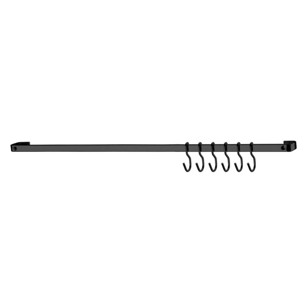 Barra De Cozinha 30 Cm Porta Utensílios 6 Ganchos Ônix