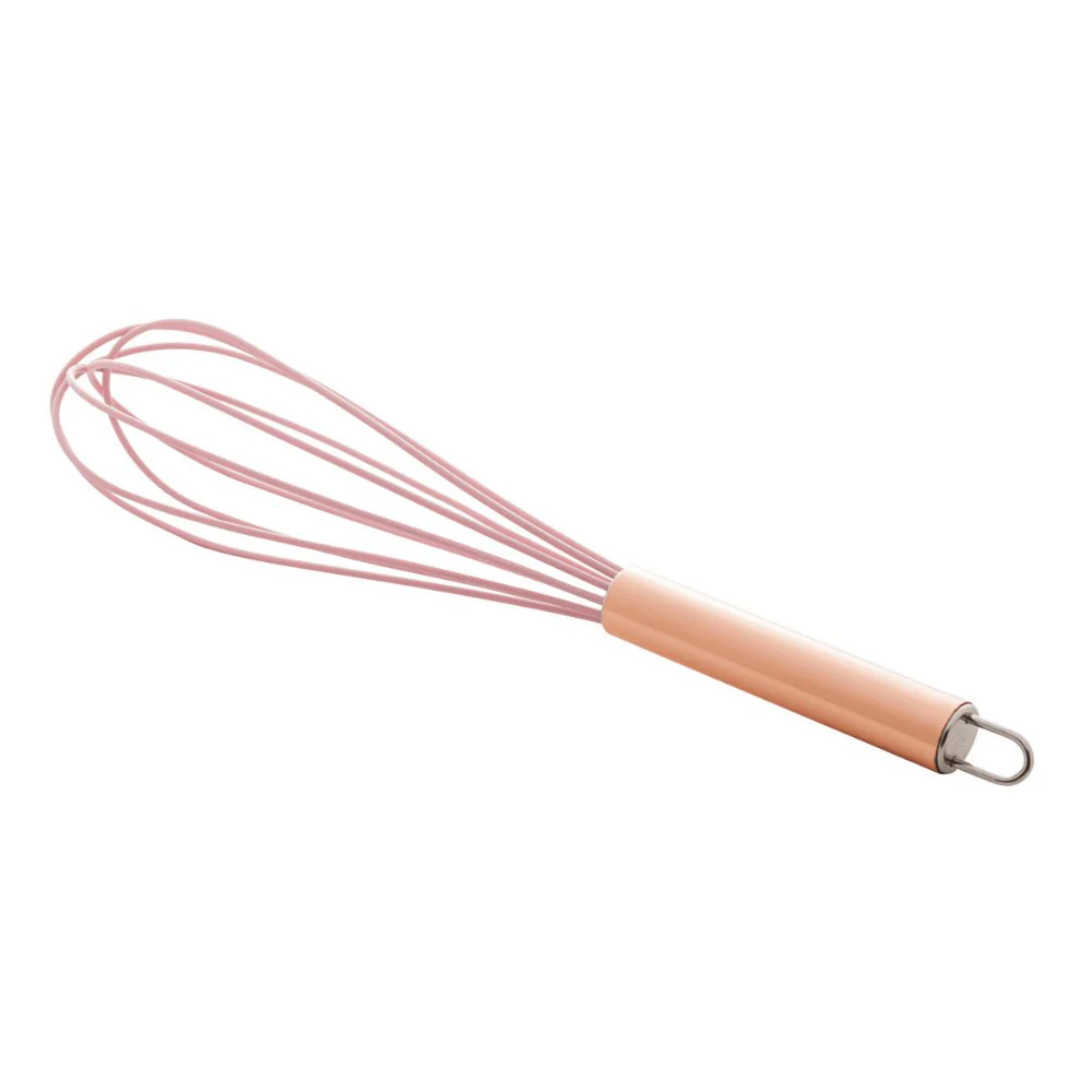 Batedor de Ovos de Nylon Rose Gold Com Cabo De Aço Inox - 26,5cm