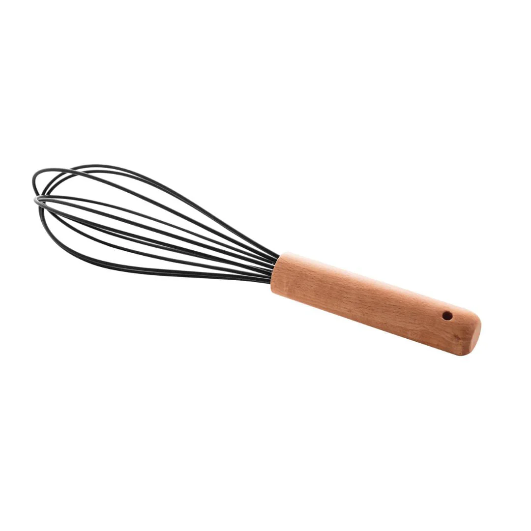 Batedor de Ovos de Silicone com Cabo de Bambu Charmy Preto 24,5cm