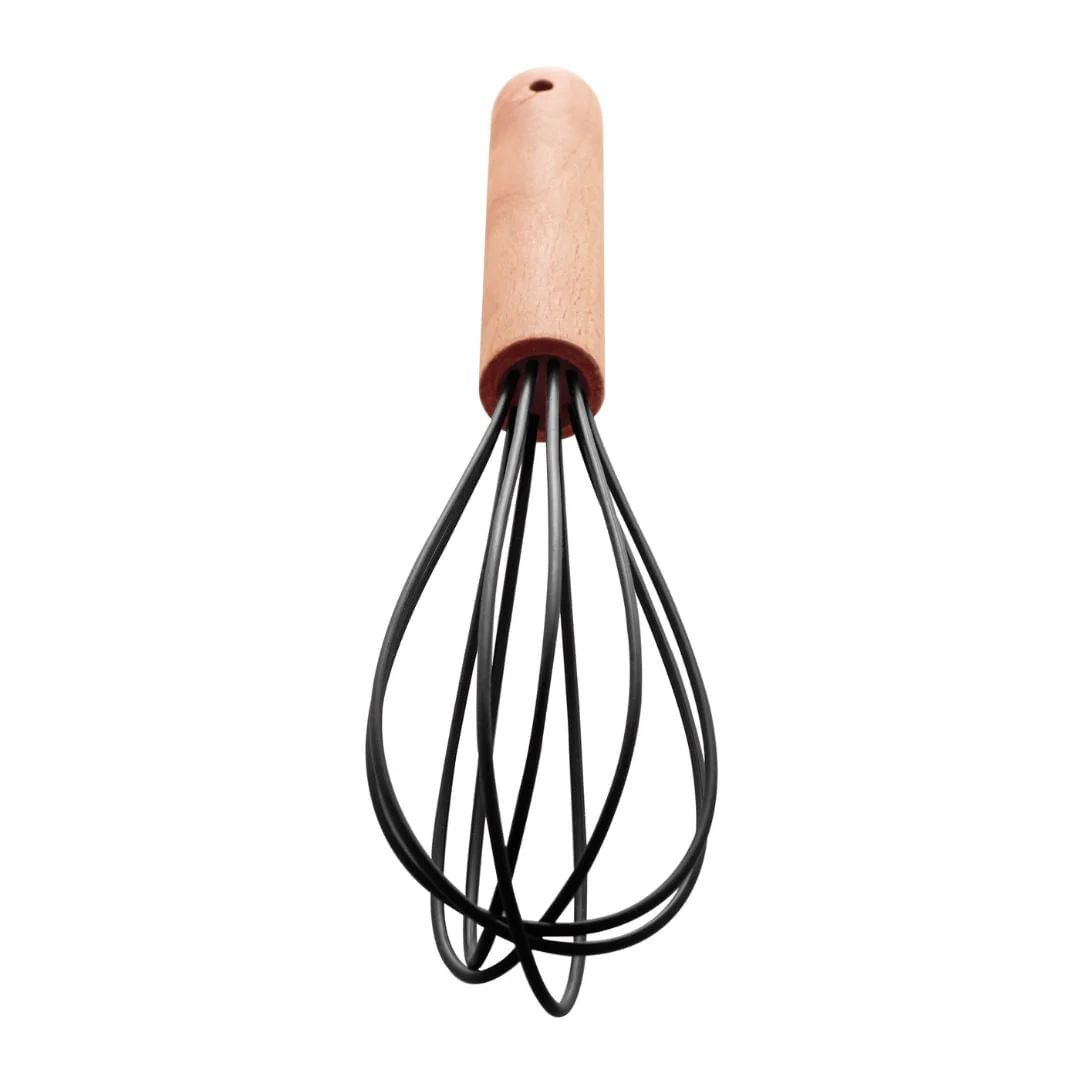 Batedor de Ovos de Silicone com Cabo de Bambu Charmy Preto 24,5cm - Image 3
