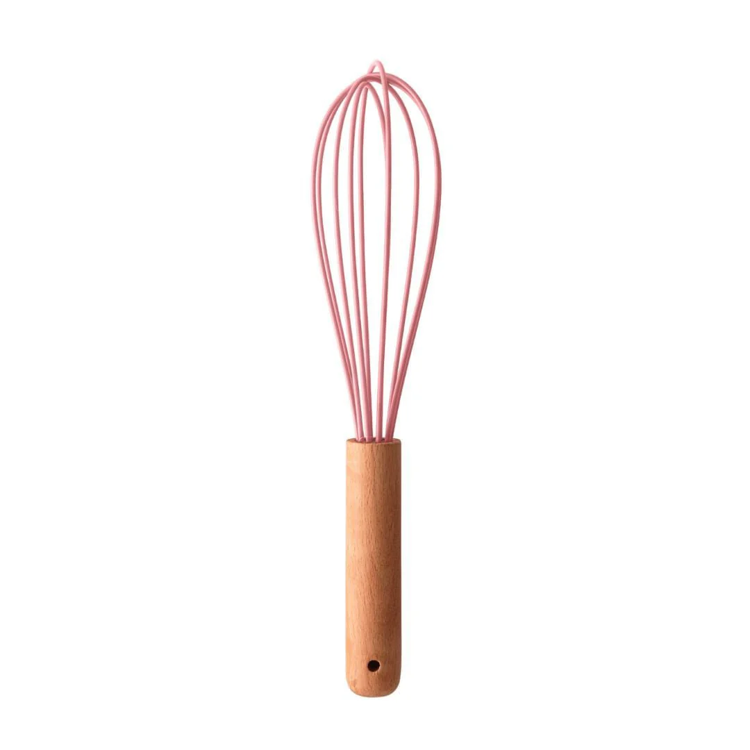 Batedor de Ovos de Silicone com Cabo de Bambu Charmy Rosa 24,5cm - Image 2