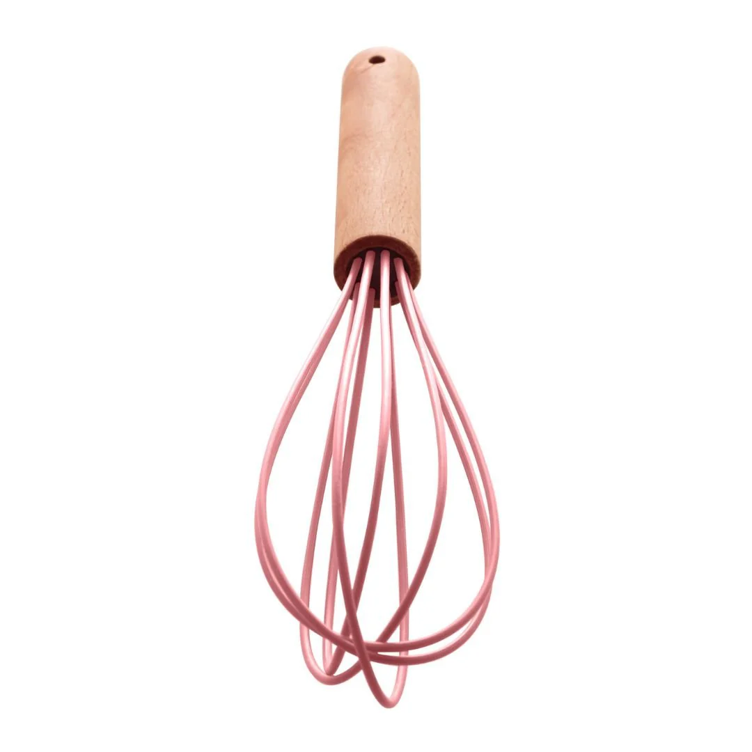 Batedor de Ovos de Silicone com Cabo de Bambu Charmy Rosa 24,5cm - Image 3
