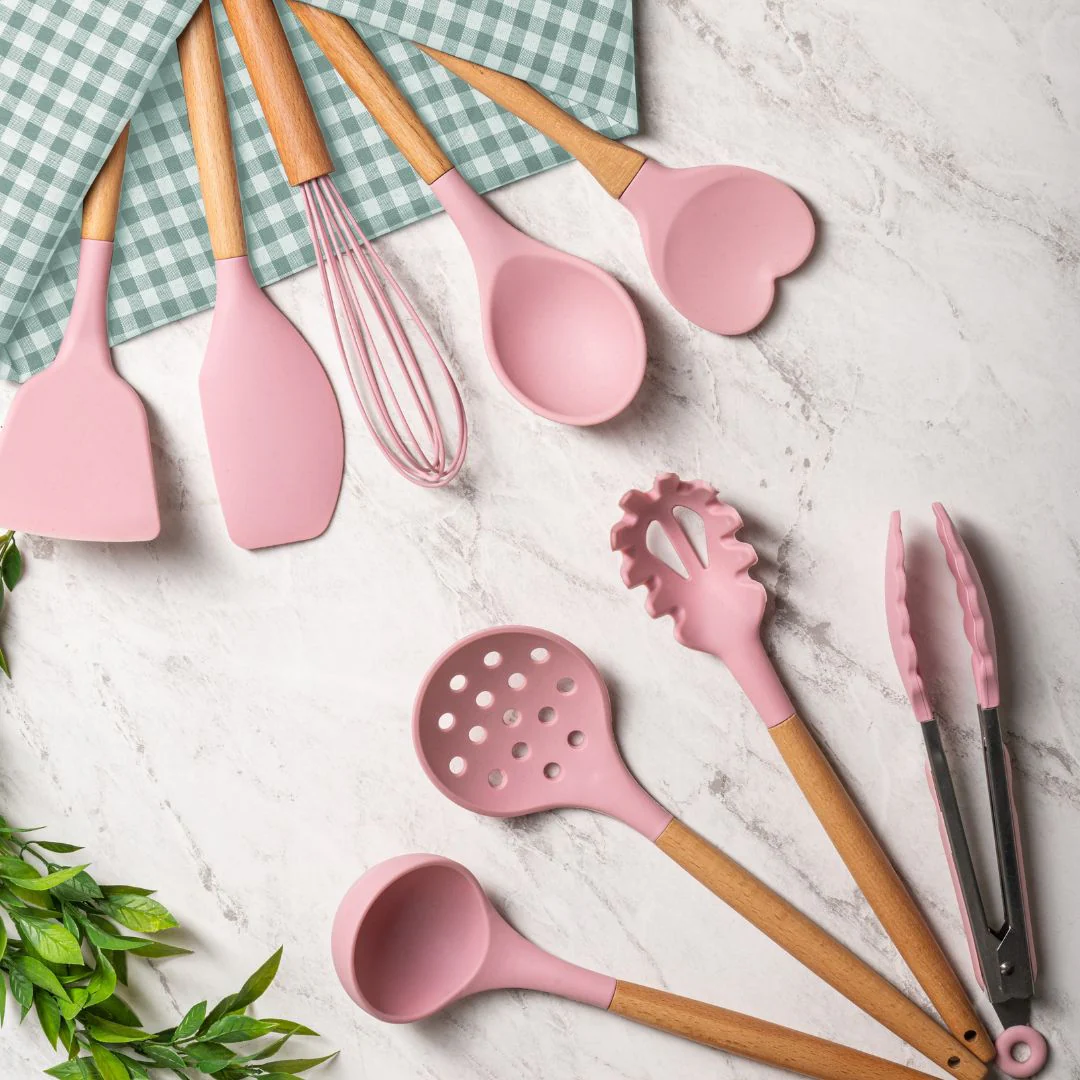 Batedor de Ovos de Silicone com Cabo de Bambu Charmy Rosa 24,5cm - Image 4