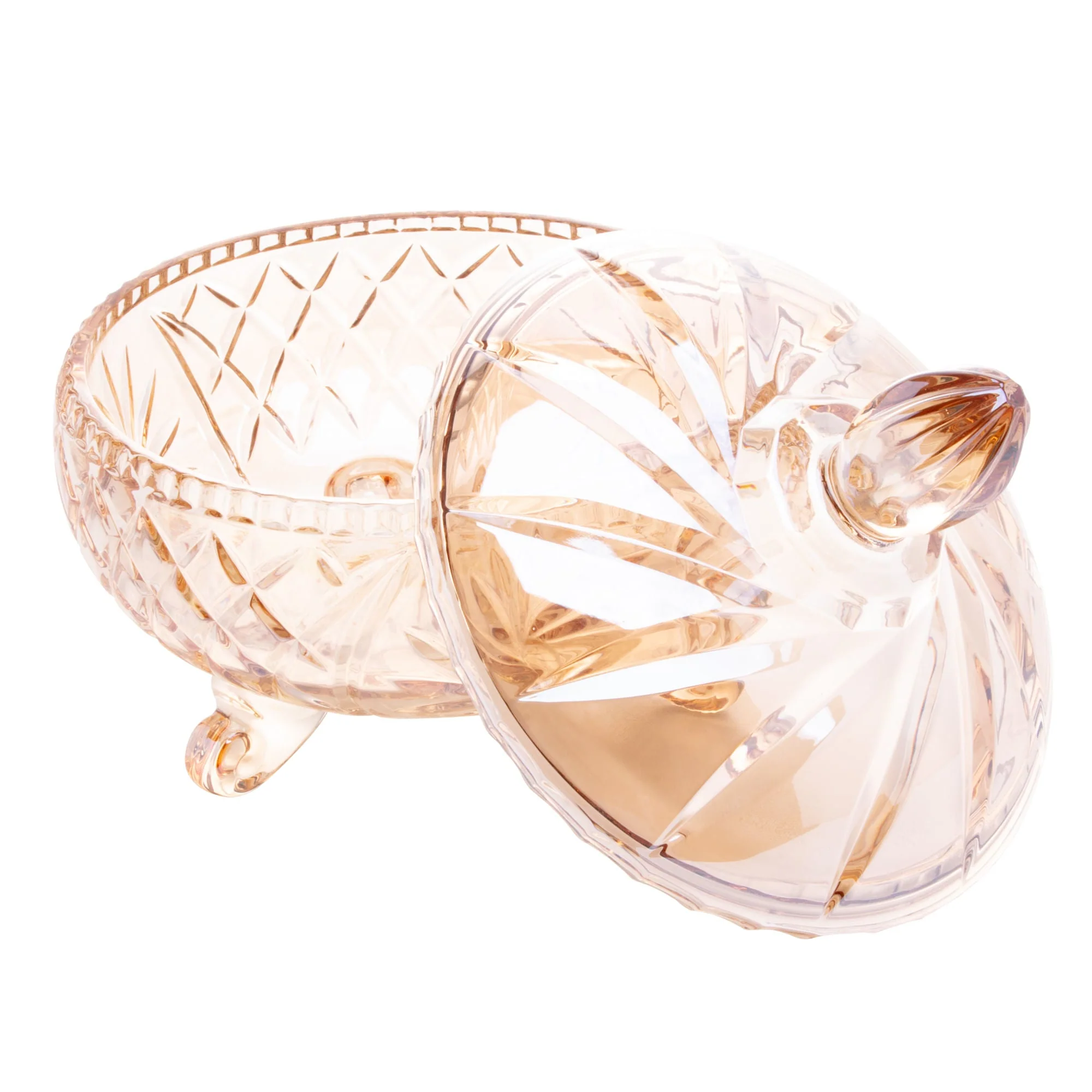 Bomboniere Potiche com Pé de Cristal Prima Âmbar Metalizado - 23 cm - Image 6