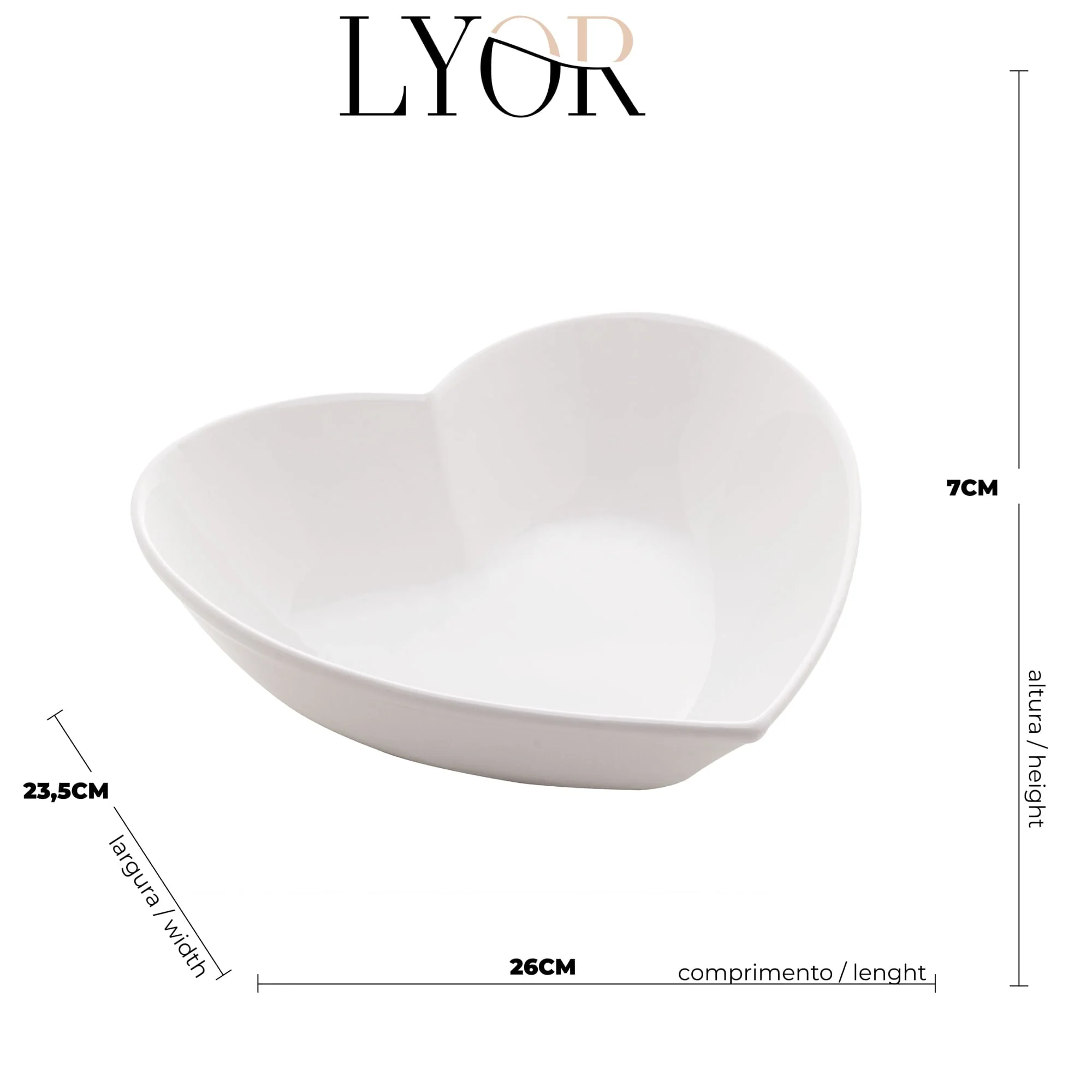 Bowl Coração de Cerâmica Branco 26cm - Image 4