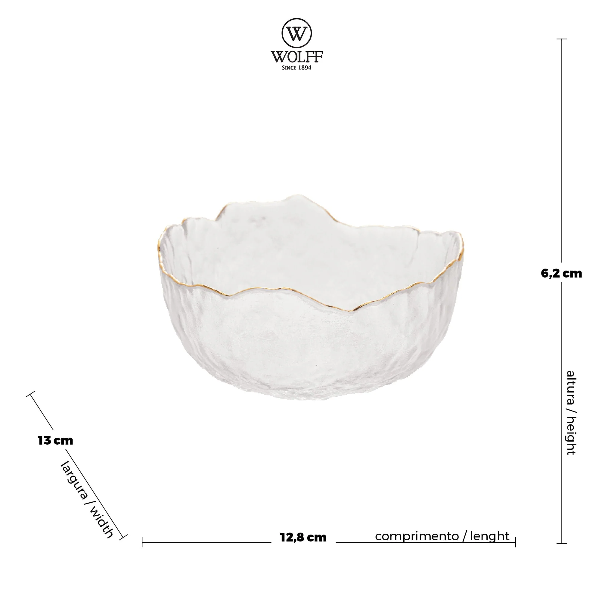 Bowl Cristal de Chumbo Martelado com Borda Dourada Taj 13cm - Image 13