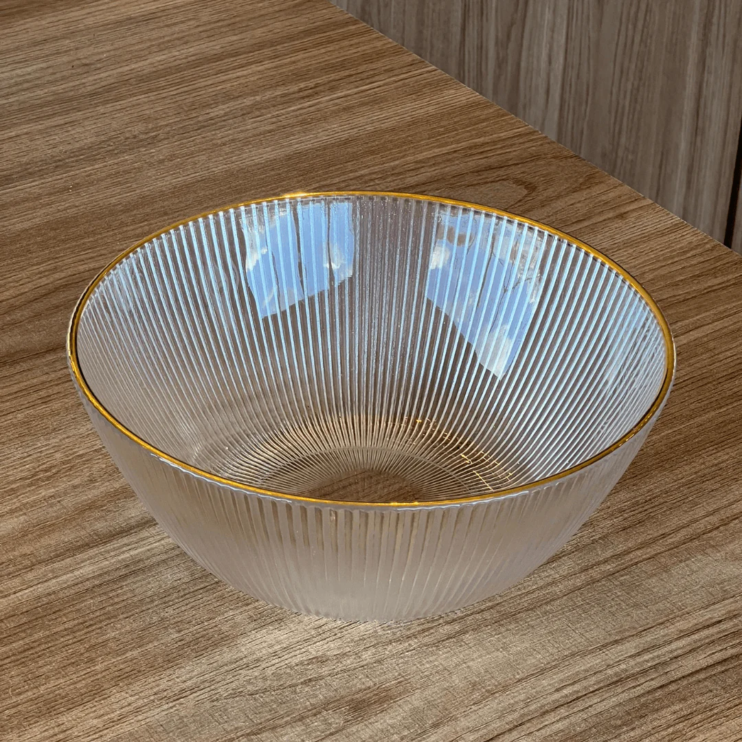 Bowl de Vidro Graffiato com Borda Dourada 2L - Image 6