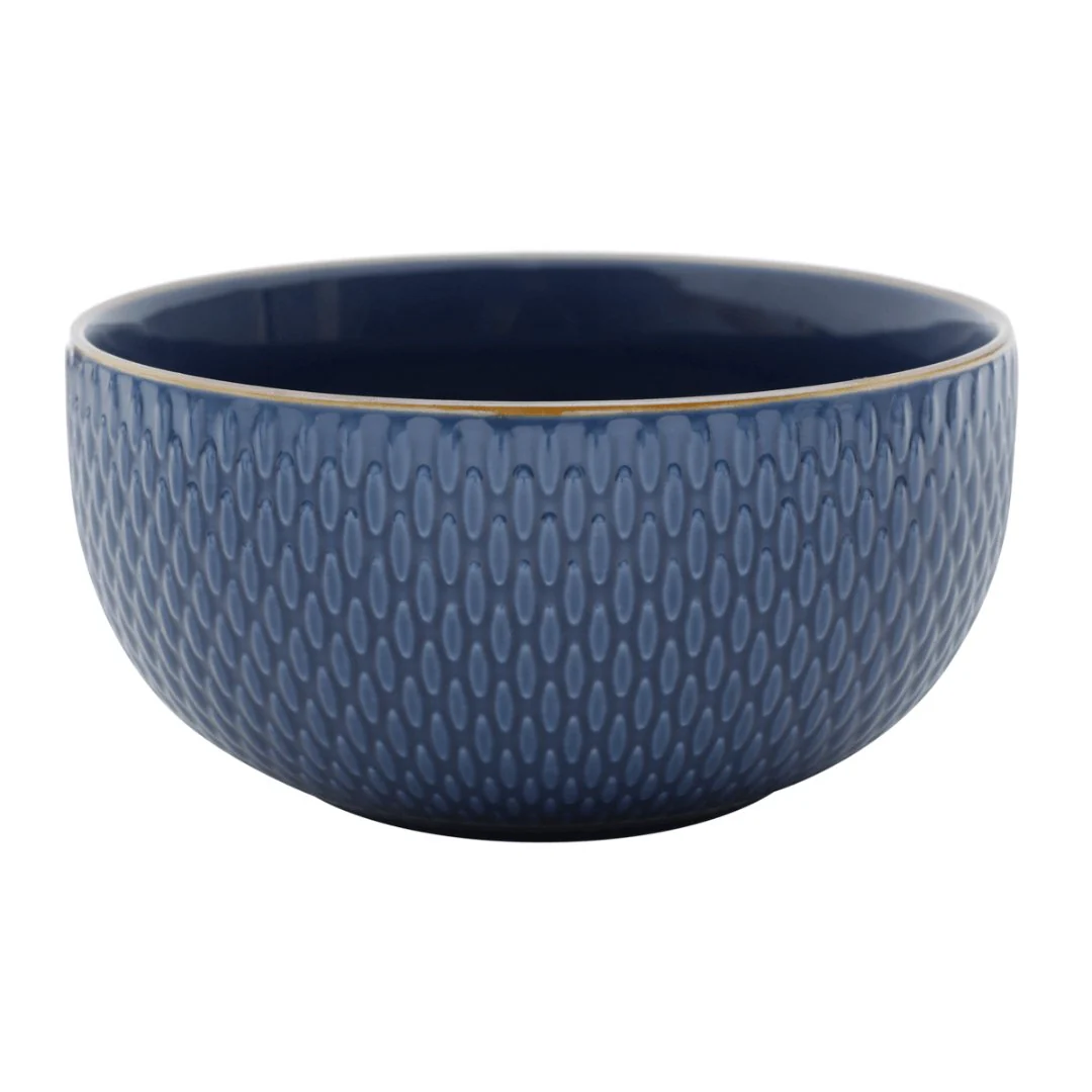 Bowl Porcelana Drops Azul com Detalhe Metalizado - 700ml - Image 5