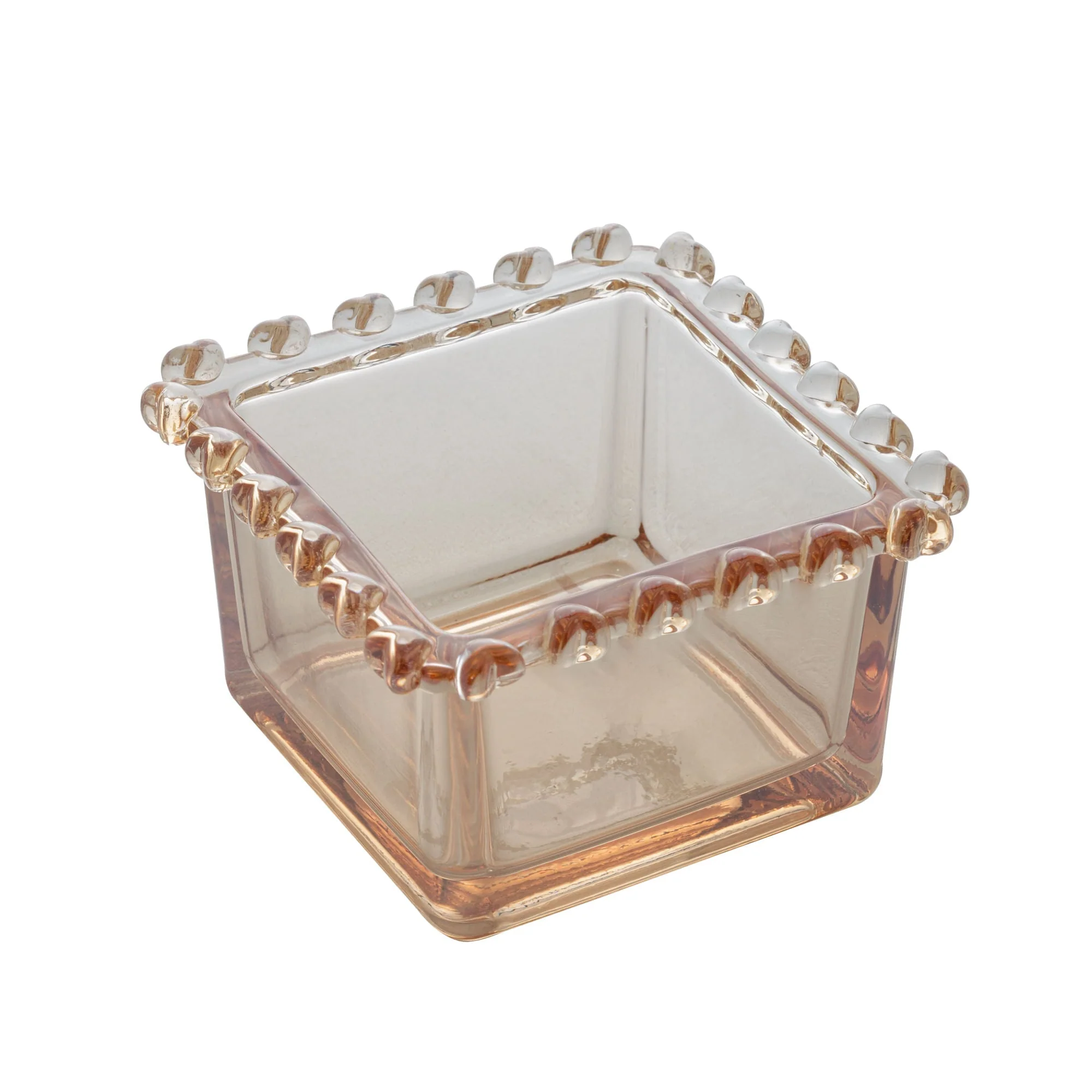 Bowl Quadrado de Cristal de Chumbo com Detalhes em Formato de Coração Âmbar Metalizado 8,5cm - Image 9