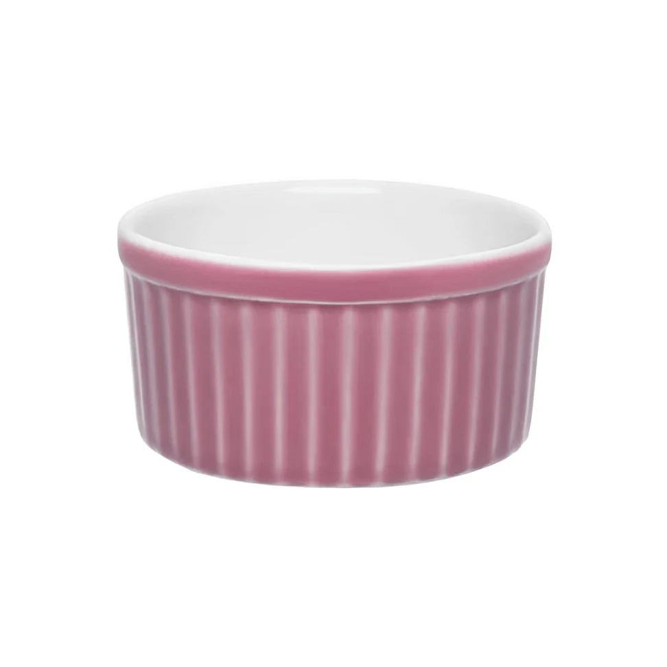 Bowl Ramequin de Porcelana Branco e Rosa 180ml