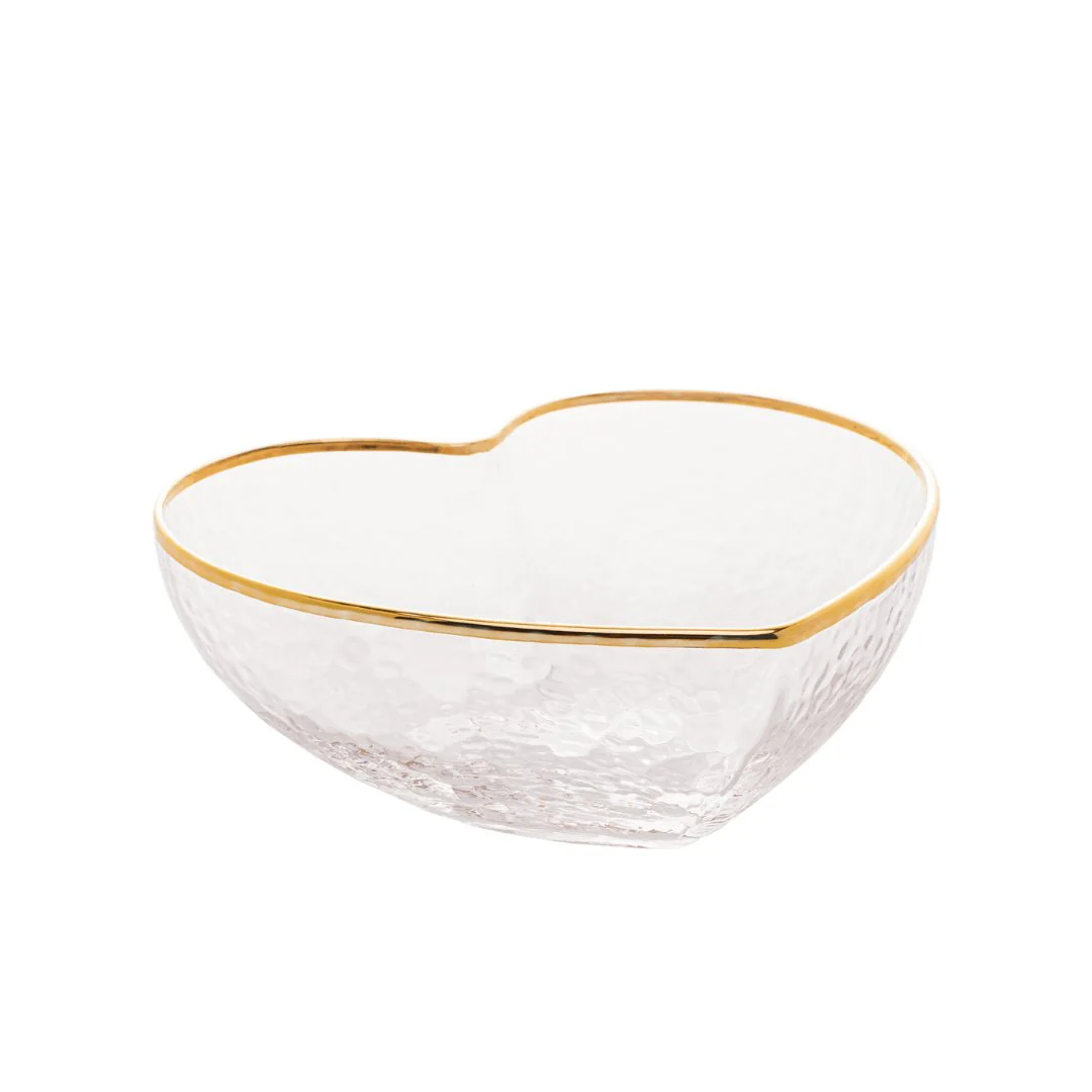 Bowl Vidro Martelado Coração Fio de Ouro - 12cm - Image 13