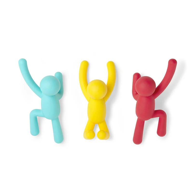 Buddy Conjunto Cabideiro Gancho de Parede Azul Amarelo e Vermelho - 3 Peças - Image 6