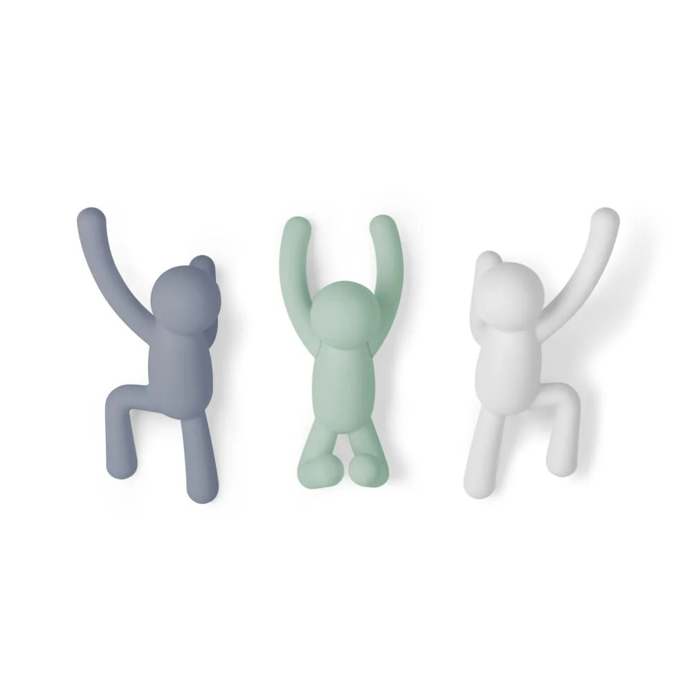 Buddy Conjunto Cabideiro Gancho de Parede Verde Azul e Branco - 3 Peças - Image 5