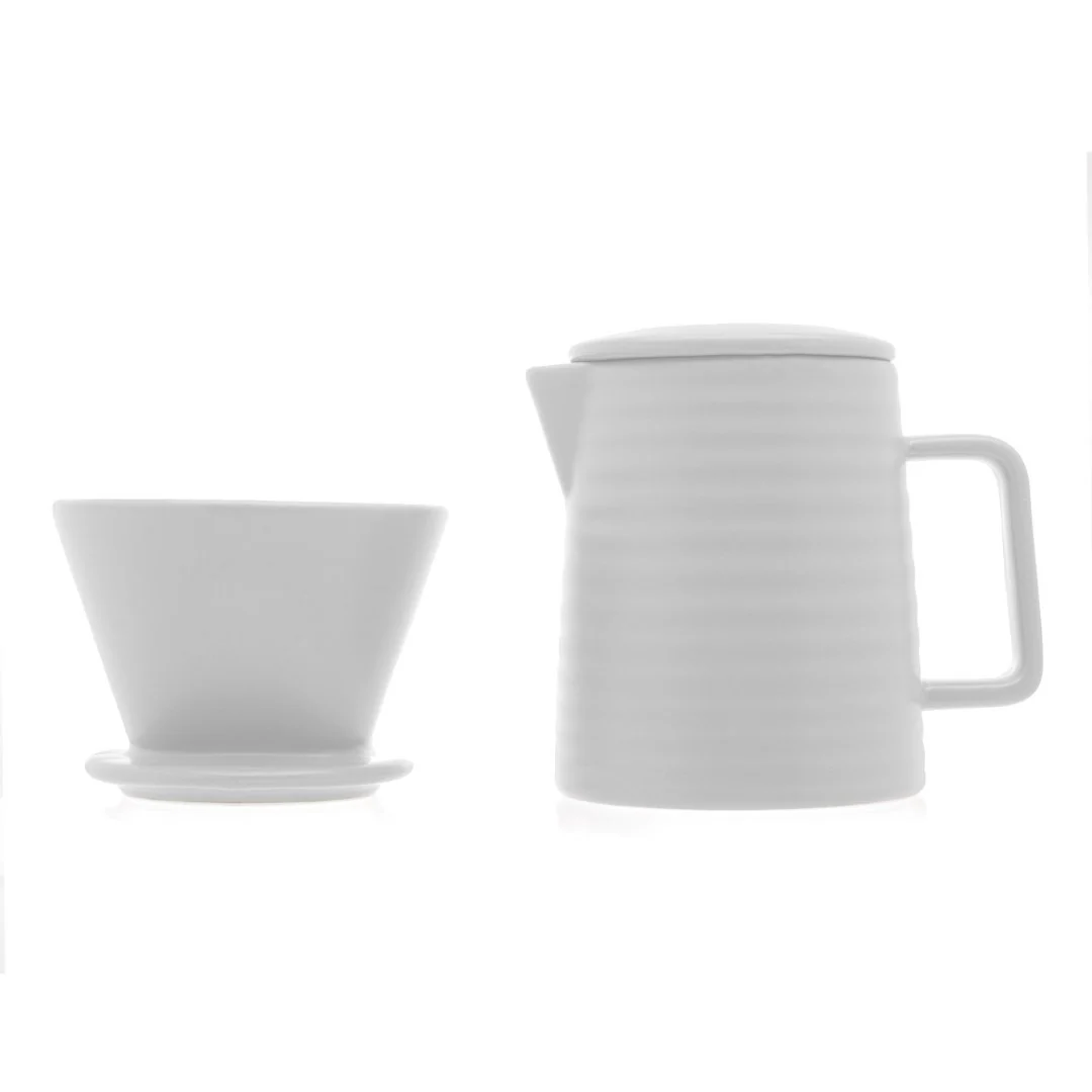 Bule com Suporte para Filtro em Cerâmica Branco 600ml - Image 5
