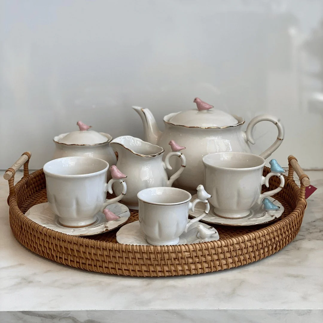 Bule de Porcelana Birds Branco 1 Litro - Image 9